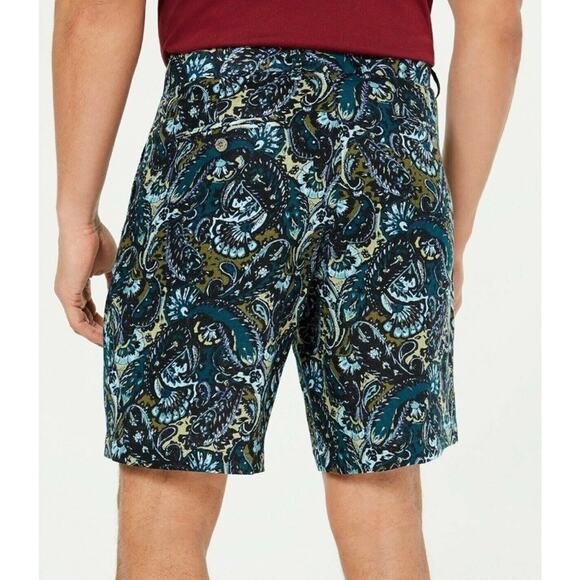 Tasso Elba Men's Linen Paisley Floral Chino Shorts Size 42 Multicolor Vacation - Picture 2 of 14